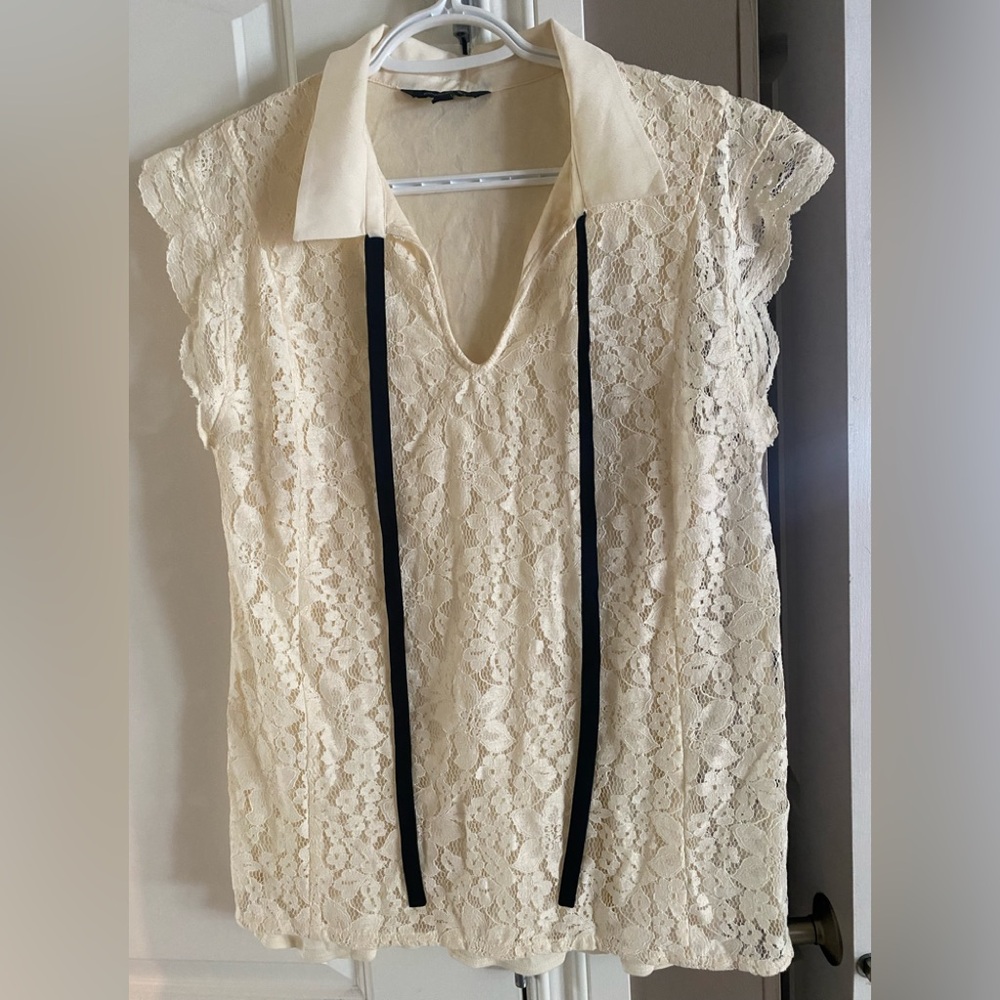 Banana Republic Cream and Black Blouse